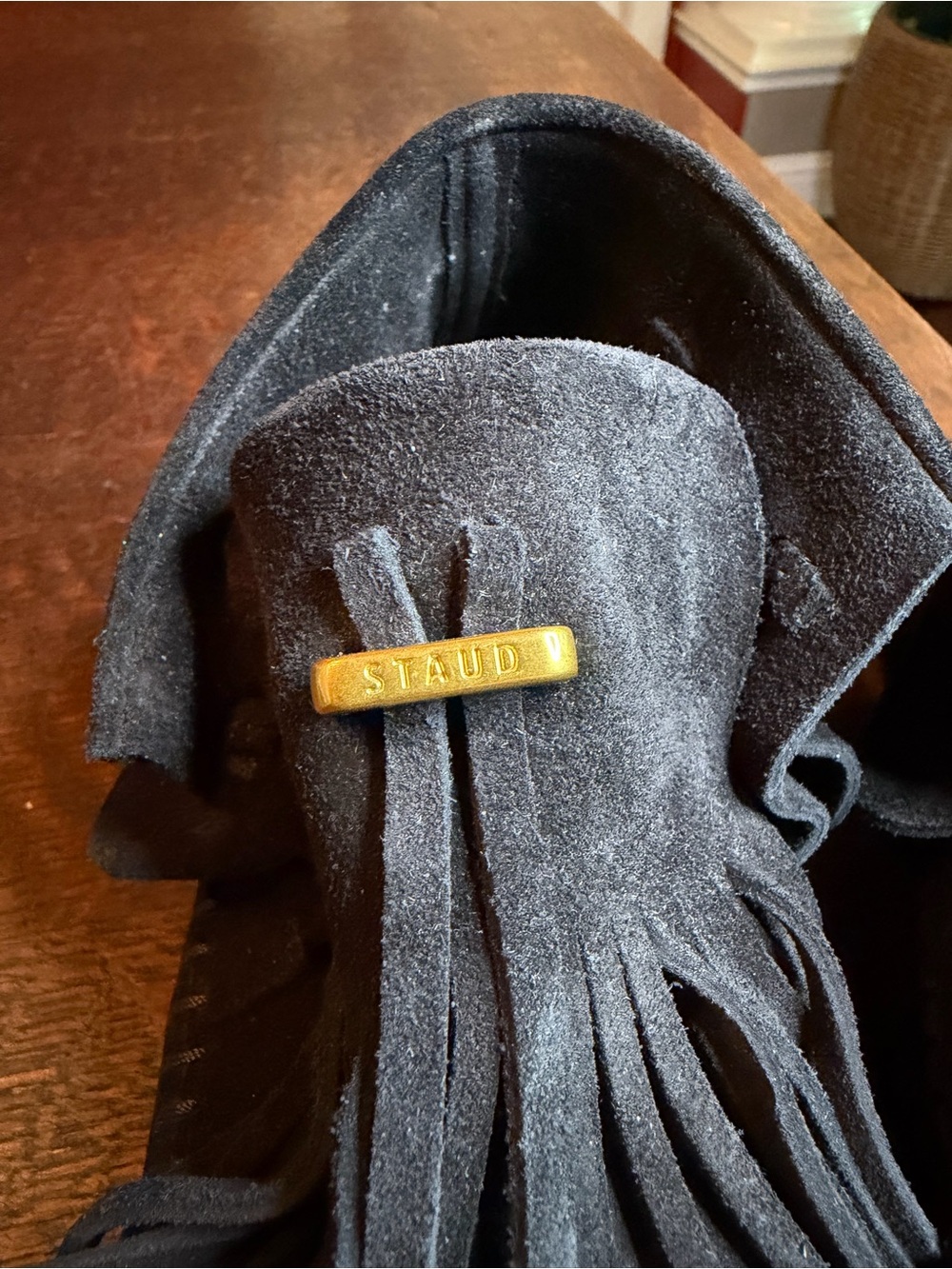 STAUD Black Suede Fringe Moccasin Loafers - Women’s Size 37 - Picture 5 of 8